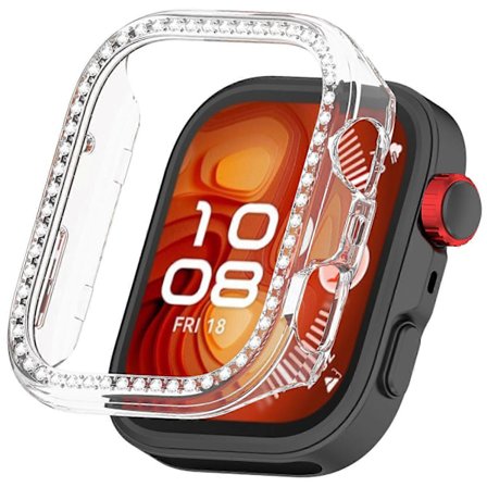 För Huawei Watch Fit 4 Klar Klockfodral Strass Dekorativ Ihålig Design PC Klockskydd [DB]
