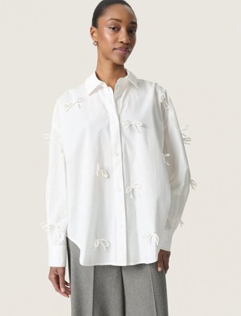 Soaked in Luxury Sljoa Bow Shirt - White - XL