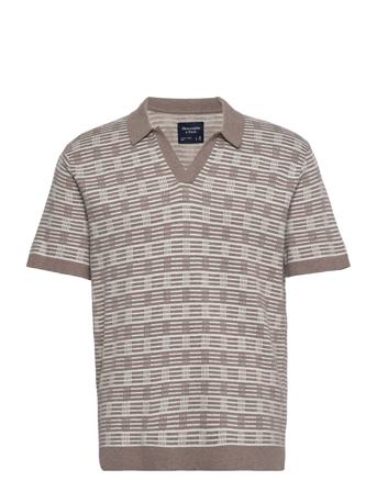 Anf Mens Sweaters Polos Short-sleeved Beige Abercrombie & Fitch