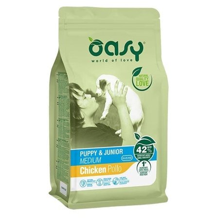 Oasy Lifestage Puppy & Junior Medium Pollo Cibo Secco Per Cani 12