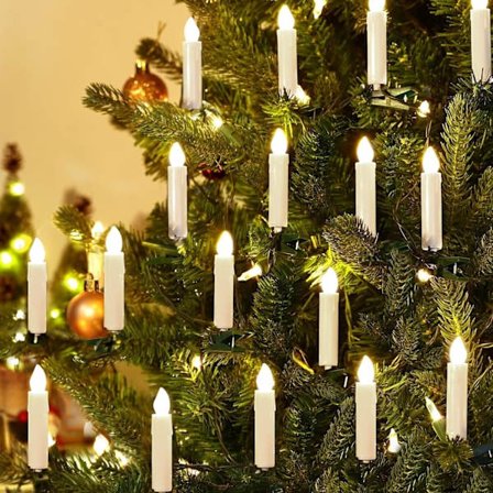 10 stk. LED julegavelanterner, flammeløse LED julegavelanterner med fjernbetjening, timer og 4 lystilstande