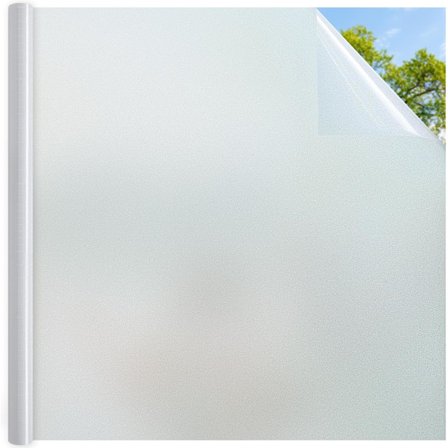 Vindusfilm Selvklebende Personvernfilm 44,5x200cm, Frostet Glassfilm Statisk Feste, Personvernfilm UV-Beskyttelse, Glassfilm for Bad og Stue -