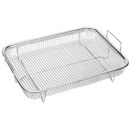 1 stk. Airfryer-kurv til ovn, grillkurv i rustfrit stål, non-stick netkurv, airfryer-bakke