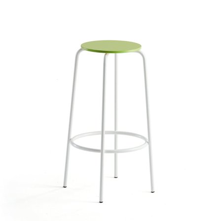 Bar stool TIMMY, white frame, green seat, H 730 mm