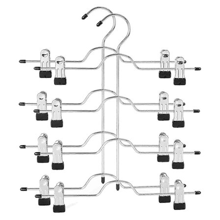 4-lags buksehengere, metallskjørthengere med klyper, bukseklypehenger, for slacks, bukser, jeans