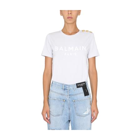 Balmain T-Shirts , Blauw , Dames , Maat: L