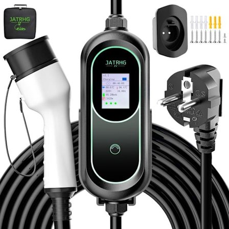 JATRHG Bärbar elbilladdare 3,6KW-1,5KW 5M Typ 2 enfas