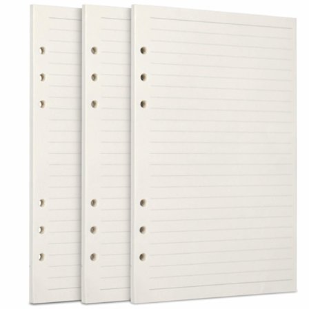 -A5-täyttöpaperi 3-pakkaus 100GSM Paksu täyttöpaperi 6 reikää 135 arkkia (270 sivua) 6-renkaiseen kansioon Journal Notebook Viivoitettu paperi