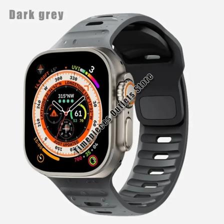 Silikon sportband för Apple Watch Ultra 49mm Rem 40mm 41mm 44mm 45mm 42mm 38mm correa Iwatch-serien 8 7 3 5 6 4 3 2 DarkGrey 42 44 45 49mm