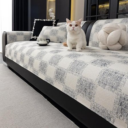 Bomuld og linned fire sæsoner skridsikker plaid anti-katte kradse sofahynde betræk