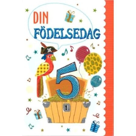 Tillykke kort 5 år med Papegøje - Spar