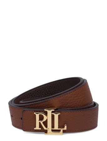 Lauren Ralph Lauren Logo Reversible Pebbled Leather Belt - Brown - M