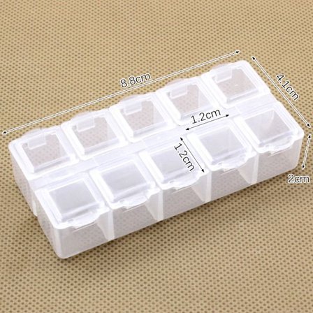 10 gitter plast rektangulært rum Opbevaringsboks øreringe Je
