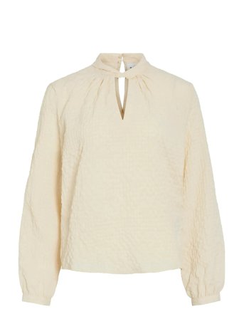 Viveama L/S High Neck Top/Pb Cream Vila