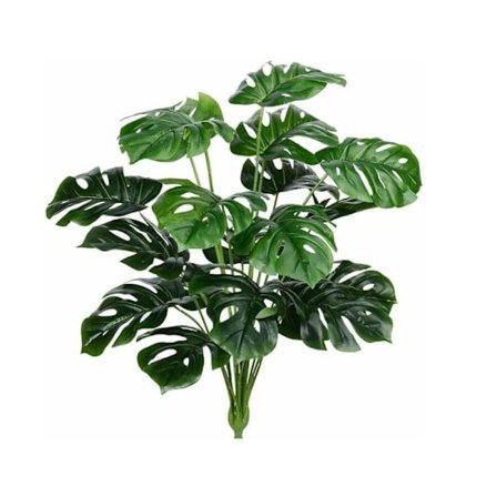 Kunstige palmeblader planter falske faux Monstera skilpaddeblad tropiske store palmetreblader utendørs plante UV-bestandige plastplanter (grønn)