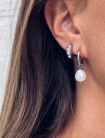 Bud to rose Pearl Hoop Silver - Silver - ONE SIZE