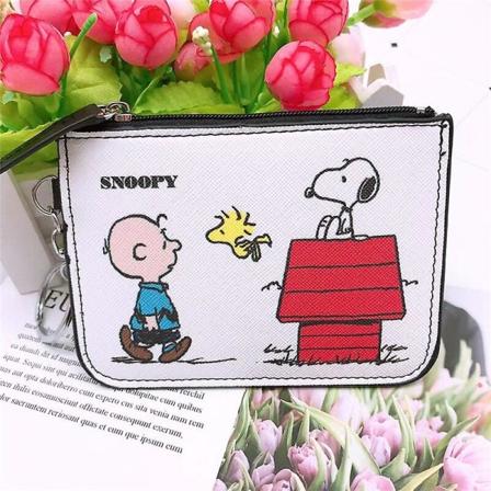 24 stiler Snoopy Fashion kortholder Myntpung Kawaii Tegneserie Anime Måltid Adgangskontrollkort Buss kortveske med nøkkelring Gaver[HK] B