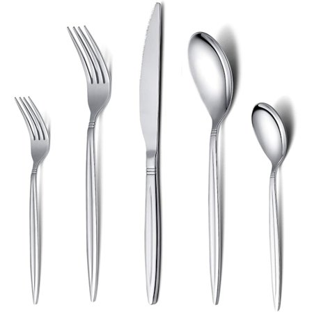 20-delt bestiksæt, redskaber i rustfrit stål, serveringssæt til 4 personer, blank finish, tåler opvaskemaskine