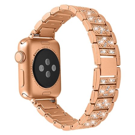 Apple Watch (45 mm) klockarmband i rostfritt stål med strassdekor - Guld