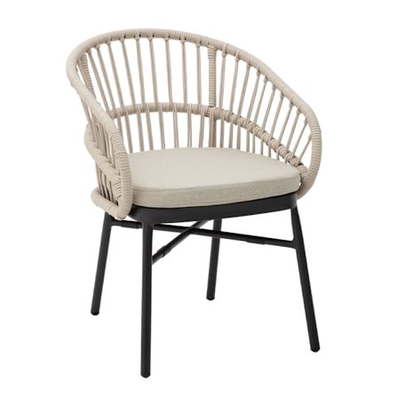 Ulko- ja sisäkäyttöön tarkoitettu Luna-tuoli, kermanmusta, 58x65x78 cm