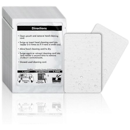 Rensekort til kortlæser - Dobbeltsidet renser til kreditkortlæser, CR80 rensekort til kortlæser POS rensekort (50 stk.)