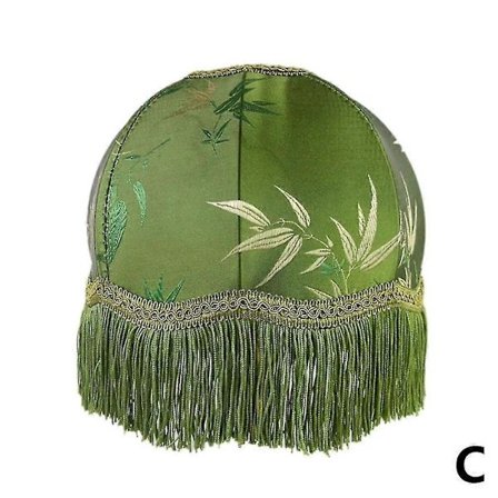 Elegant Grön Lampskärm med Kant, Viktorianska Vintage Lampskärmar Retro Bordslampa Skärm Europeisk C