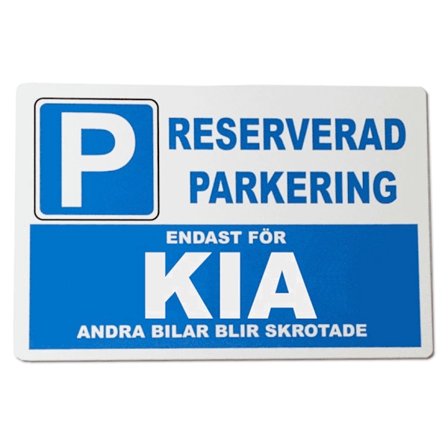 Metall plåtskylt med ' KIA ' design - 30x20 cm skylt