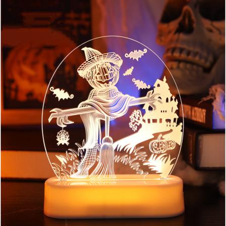 Wekity Halloween Dekoration Lys Design Græskar Form 3D Natlys Kontrol Halloween Dekoration til Børns Soveværelse Scary Dekoration Lampe, varm hvid