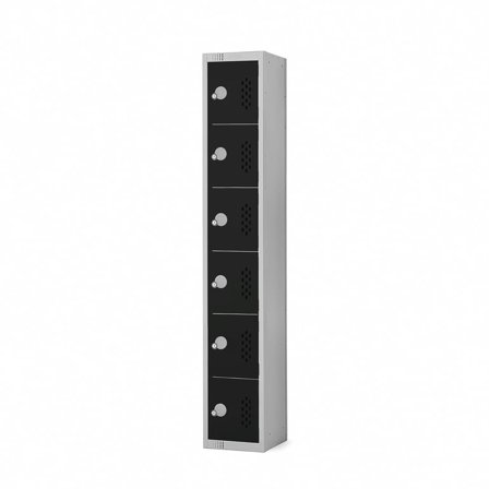 Elite perforated locker, 6 door, 1800x300x300 mm, black