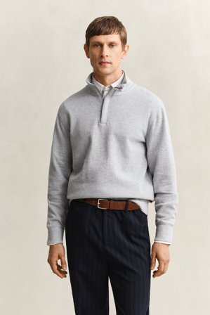 GANT Herren Sacker Rib Sweatshirt mit Reißverschlusskragen (XXL) Grau