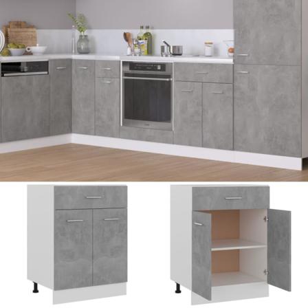 Vidaxl Underskåp Med Låda Betonggrå 60x46x81,5 Cm Konstruerat Tr Grå