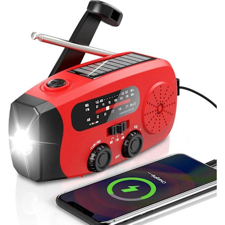 - Håndsvingradio - 7400mWh AM/FM/NOAA Vejrradio