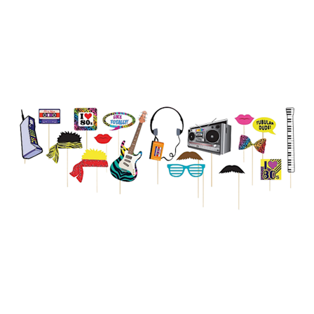 Bristol Novelty 80-tals fotobås-kit (18 delar) En storlek Flerfärgad