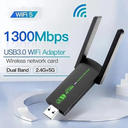1300 Mbps USB 3.0 WiFi-adapter, drivrutinsfri, 2,4 GHz/5 GHz, dubbelband, Wi-Fi-dongelmottagare, 80211ax/ac/a/b/g/n, WiFi 5 trådlöst nätverkskort - 