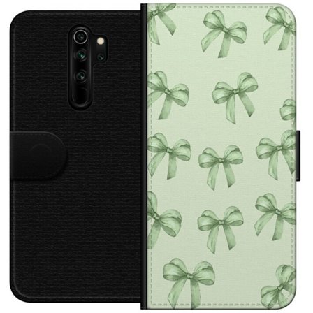 Xiaomi Redmi Note 8 Pro Tegnebogsetui Grønt båndmønster sød pastel bue design æstetisk sød gave sømløs tapet blød minimal baggrund feminin