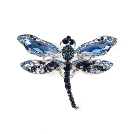 Blå Kristall Vintage Trollslända Broscher För Kvinnor Högklassig