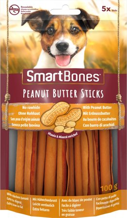 SmartBones - Sticks Peanøttsmør 5-pakning - Hund - Hundegodbiter & tyggebein - Hundebein & tyggekringler - ZOO.no