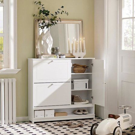 SoBuy Kapea kenkäkaappi 3 lokeroa Kenkähylly FSR114-W