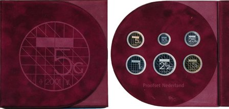 Holland 2001 - Proof møntsæt- Tema 5 gulden