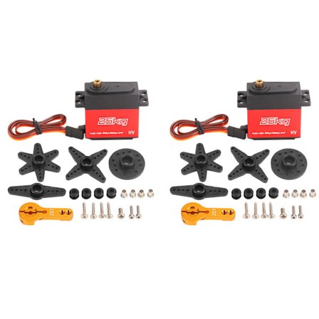 2 kpl 25 kg:n servo, vedenpitävä, 270 asteen korkea vääntö RC-servo, jossa 25T metallinen servovarsi 1/10 1/12 RC-autolle, robotille, veneelle