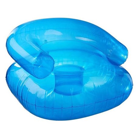 Uppblåsbara Stolar, Transparenta Ergonomiska Uppblåsta Stolar, PVC Uppblåsbar Soffa för Inomhus Sovrum Balkong Utomhus Trädgård Pool Avkoppling Blå, E