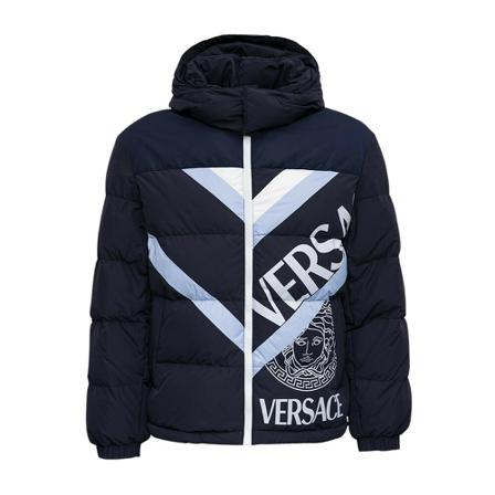Versace, Down Jacket Niebieski, Mężczyzna, Rozmiar: M