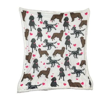 Plush Filt Pläd med Söta Retriver ca 120 cm x ca 150 cm