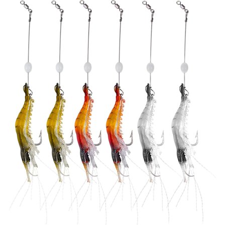 Kunstig blød silikone lokkemad sæt lysende lokkemad reje fisk