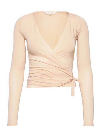 Anne L/S Wool Wrap Top Langærmet T-shirt Lyserød Gai+Lisva