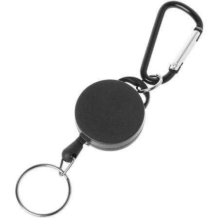 Justerbar, inntrekkbar spiraltråd nøkkelring med karabinkrok, tyverisikring