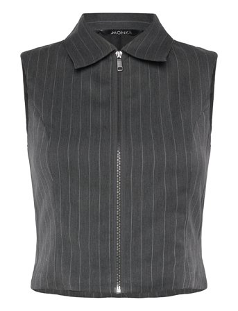 Monki Sleeveless Twill Waistcoat - Grey - 38