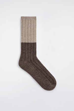 COS Men's Ribbed Colour-Block Socks in Brown