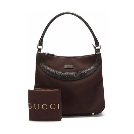 Gucci Vintage, Pre-owned GG Trim Canvas Hobo Bag Bruin, Dames, Maat:ONE Size