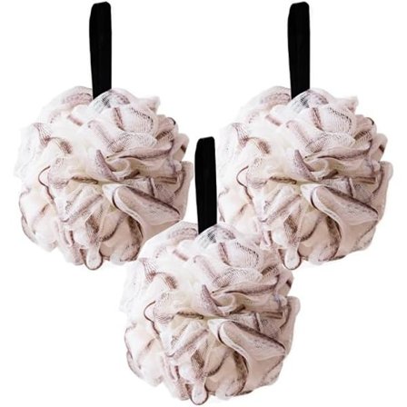 3 stk. Badesvamp Loofah, Mesh Puff Badesvamp, Krops-eksfolierende Mesh Brusebadsskum Bold Scrunchie, Mænd og Kvinder Grå [BR]